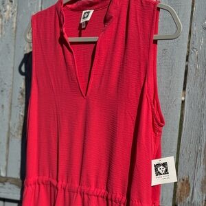 Anne Klein Women’s size 12 Dress Vibrant Coral NEW Sleeveless Pockets Retail$119